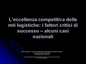 Leccellenza competitiva delle reti logistiche i fattori critici