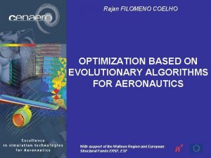 Rajan FILOMENO COELHO OPTIMIZATION BASED ON EVOLUTIONARY ALGORITHMS