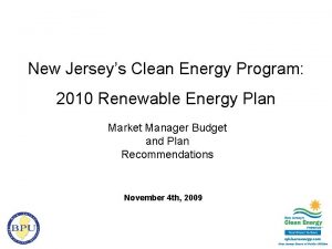 New Jerseys Clean Energy Program 2010 Renewable Energy