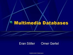 Multimedia Databases Eran Stiller Omer Gertel Multimedia Databases