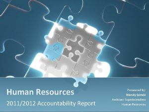 Human Resources 20112012 Accountability Report Presented by Wendy