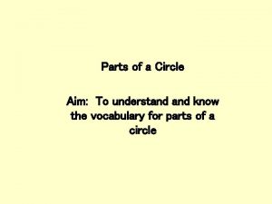 Parts of a Circle Aim To understand know