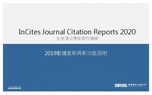 In Cites Journal Citation Reports 2020 2019 20200630