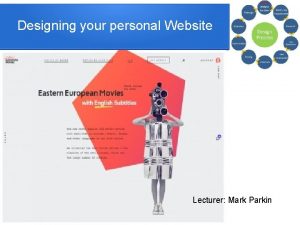 Designing your personal Website Lecturer Mark Parkin THE