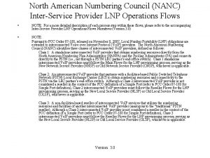 North American Numbering Council NANC InterService Provider LNP