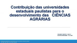 Contribuio das universidades estaduais paulistas para o desenvolvimento