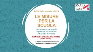 DPCM del 4 novembre 2020 LE MISURE PER