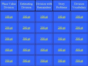 Place Value Division Estimating Division with Remainders Story