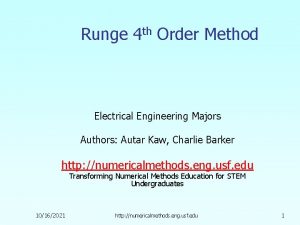 Runge 4 th Order Method Electrical Engineering Majors