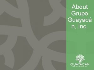 About Grupo Guayac n Inc Grupo Guayacn Inc