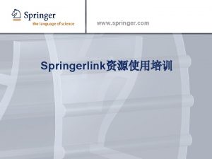 www springer com Springerlink www springer com Springer