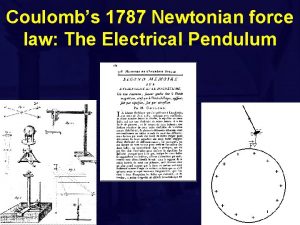 Coulombs 1787 Newtonian force law The Electrical Pendulum