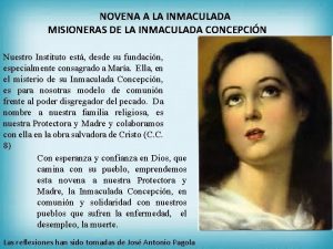 NOVENA A LA INMACULADA MISIONERAS DE LA INMACULADA