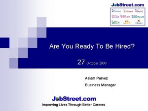 Are You Ready To Be Hired 27 October