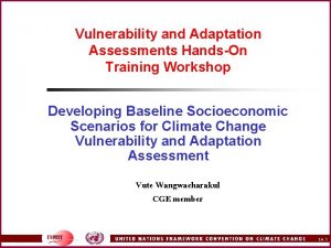 Vulnerability and Adaptation Assessments HandsOn Training Workshop Developing