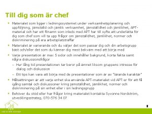 Till dig som r chef Materialet som ligger