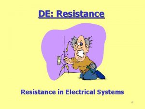 DE Resistance in Electrical Systems 1 Resistance Resistance