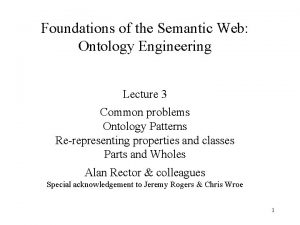 Foundations of the Semantic Web Ontology Engineering Lecture