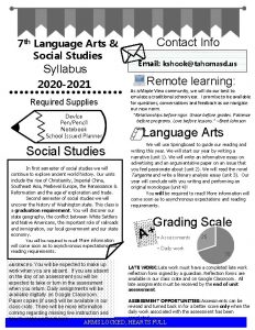 7 th Language Arts Social Studies Syllabus 2020