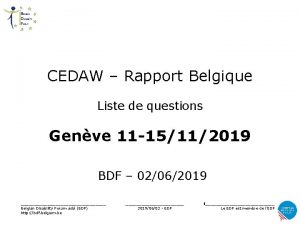 CEDAW Rapport Belgique Liste de questions Genve 11