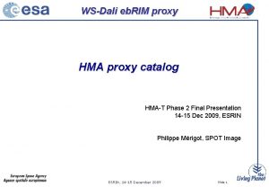 WSDali eb RIM proxy HMA proxy catalog HMAT