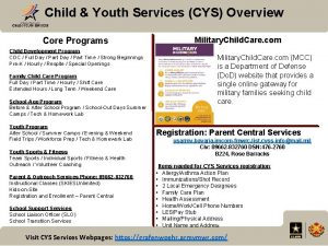 Child Youth Services CYS Overview Military Child Care