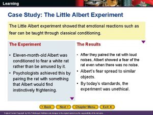 Learning Case Study The Little Albert Experiment The