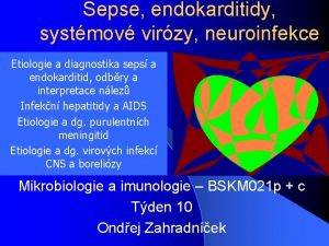 Sepse endokarditidy systmov virzy neuroinfekce Etiologie a diagnostika