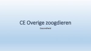 CE Overige zoogdieren Gezondheid Verschillende type dieren Verdeel