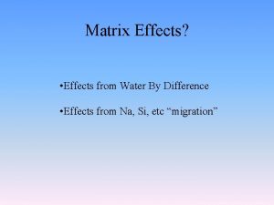 Matrix Effects Effects from Water By Difference Effects