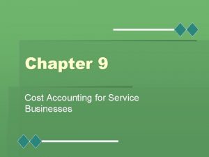 Chapter 9 Cost Accounting for Service Businesses Learning