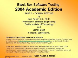 Black Box Software Testing 2004 Academic Edition PART