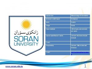 Course title Meteorology Astronomy Semester credit hours 2