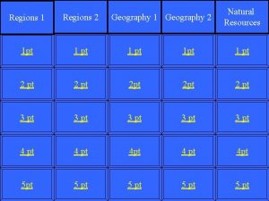 Geography 1 Geography 2 Natural Resources Regions 1