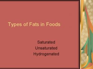 Types of Fats in Foods Saturated Unsaturated Hydrogenated