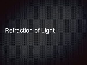 Refraction of Light Refraction of Light Refraction is