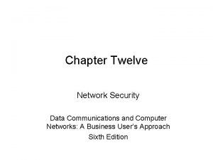 Chapter Twelve Network Security Data Communications and Computer