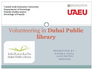 United Arab Emirates University Department of Sociology Family