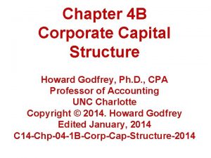 Chapter 4 B Corporate Capital Structure Howard Godfrey