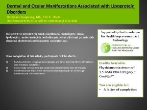 Dermal and Ocular Manifestations Associated with Lipoprotein Disorders