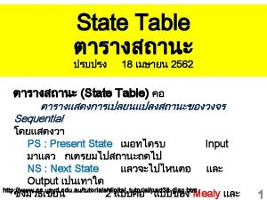 State Table Mealy Model State Table 01 PS