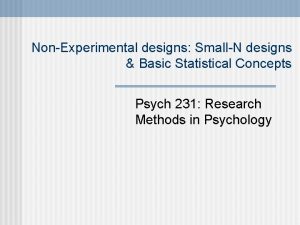 NonExperimental designs SmallN designs Basic Statistical Concepts Psych