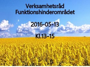 Verksamhetsrd Funktionshinderomrdet 2016 05 13 Kl 13 15