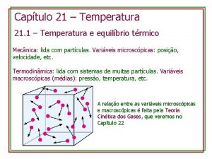 Captulo 21 Temperatura 21 1 Temperatura e equilbrio