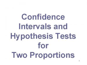 Confidence Intervals and Hypothesis Tests for Two Proportions