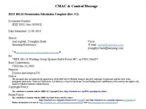 CMAC Control Message IEEE 802 16 Presentation Submission
