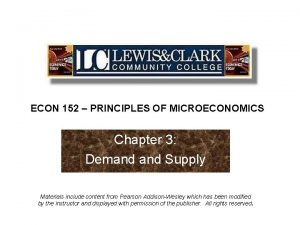 ECON 152 PRINCIPLES OF MICROECONOMICS Chapter 3 Demand
