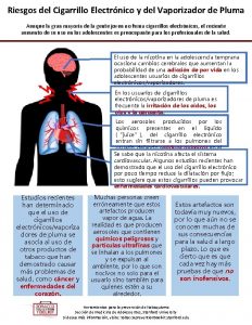 Riesgos del Cigarrillo Electrnico y del Vaporizador de
