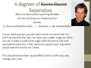 6 degrees of Kevin Bacon Separation Here are
