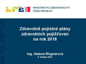 Zdravotn pojistn plny zdravotnch pojioven na rok 2018